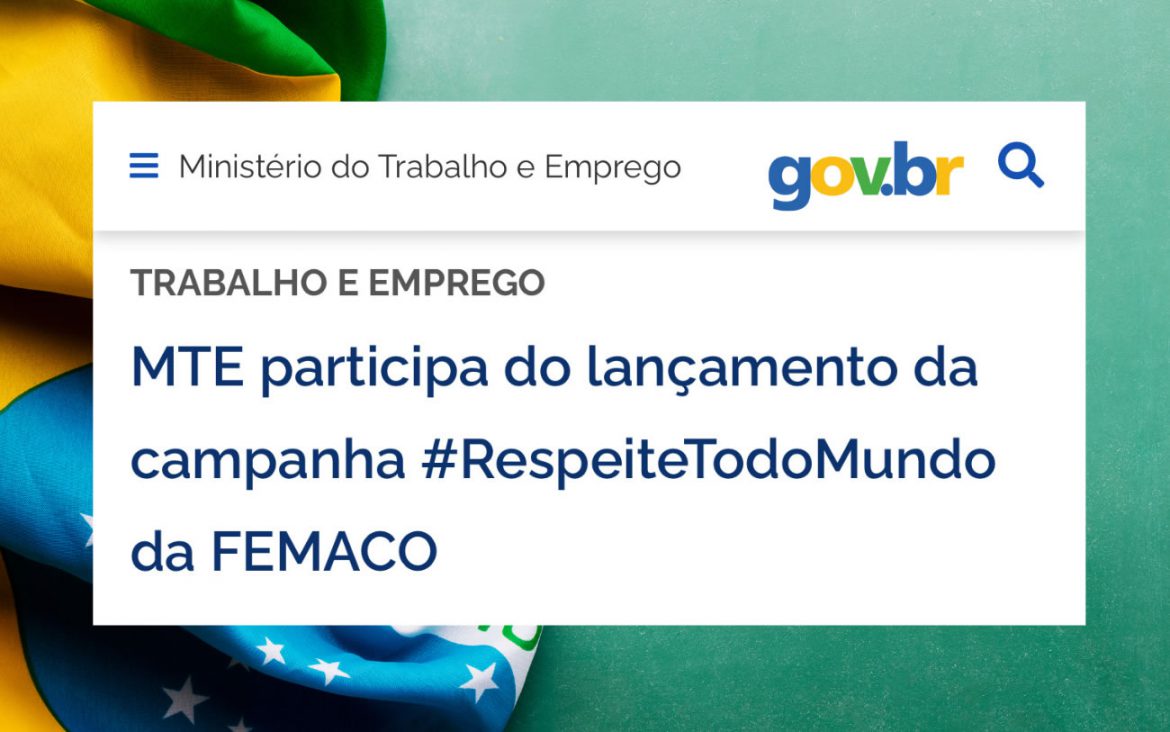 RespeiteTodoMundo Campanha da FEMACO ganha destaque na página do